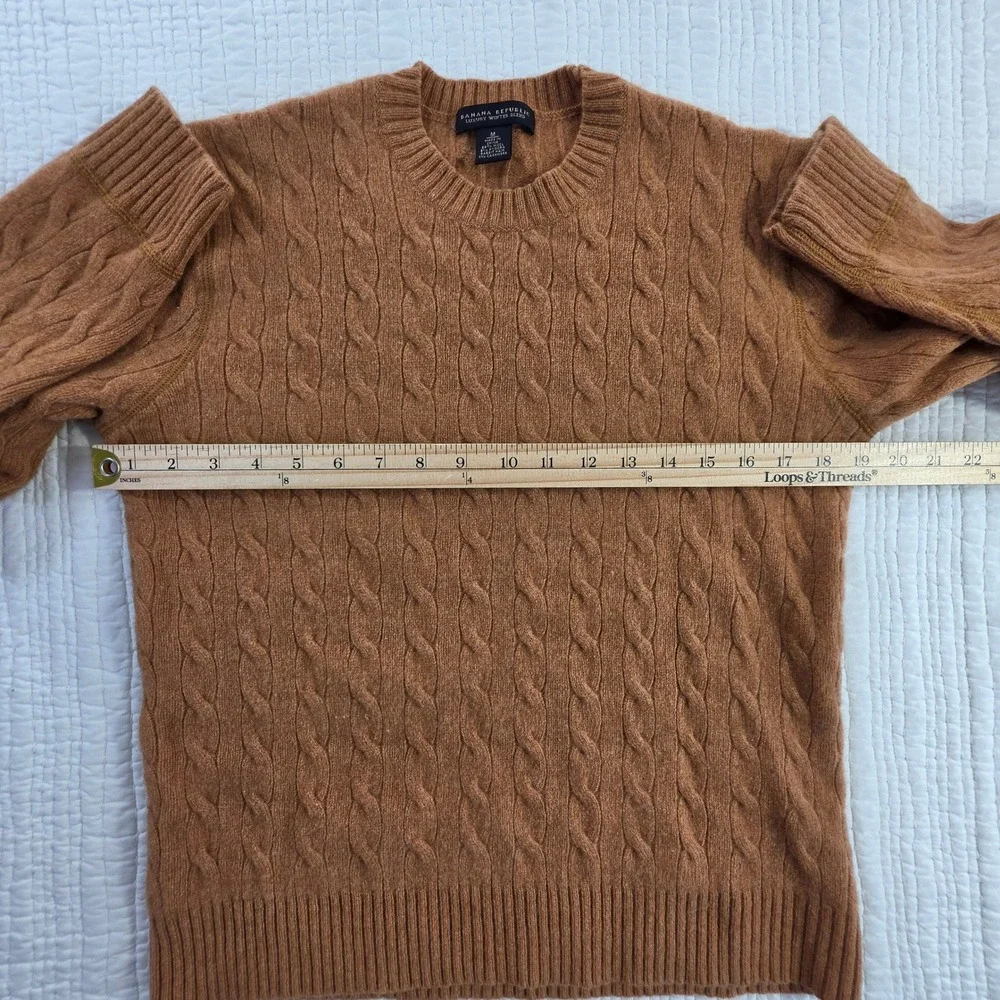 Banana Republic Angora Cashmere Wool Cable Knit Sweater Camel Mens M Flawed